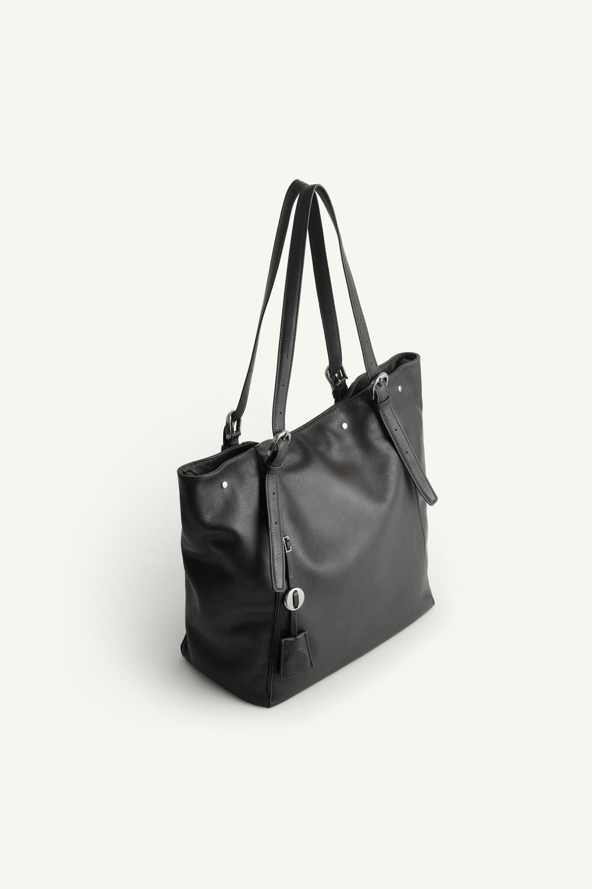 자라 프리미엄 레더 스터드 토트백 6190/610 BROWN - 상세 이미지 5