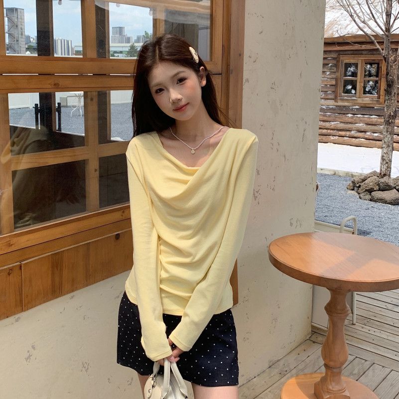 여성 긴팔 긴팔티셔츠 가을 이너웨어 슬림핏 매력적인 베이스 레이어 느낌 스타일 편안한 착용감 이미지 6