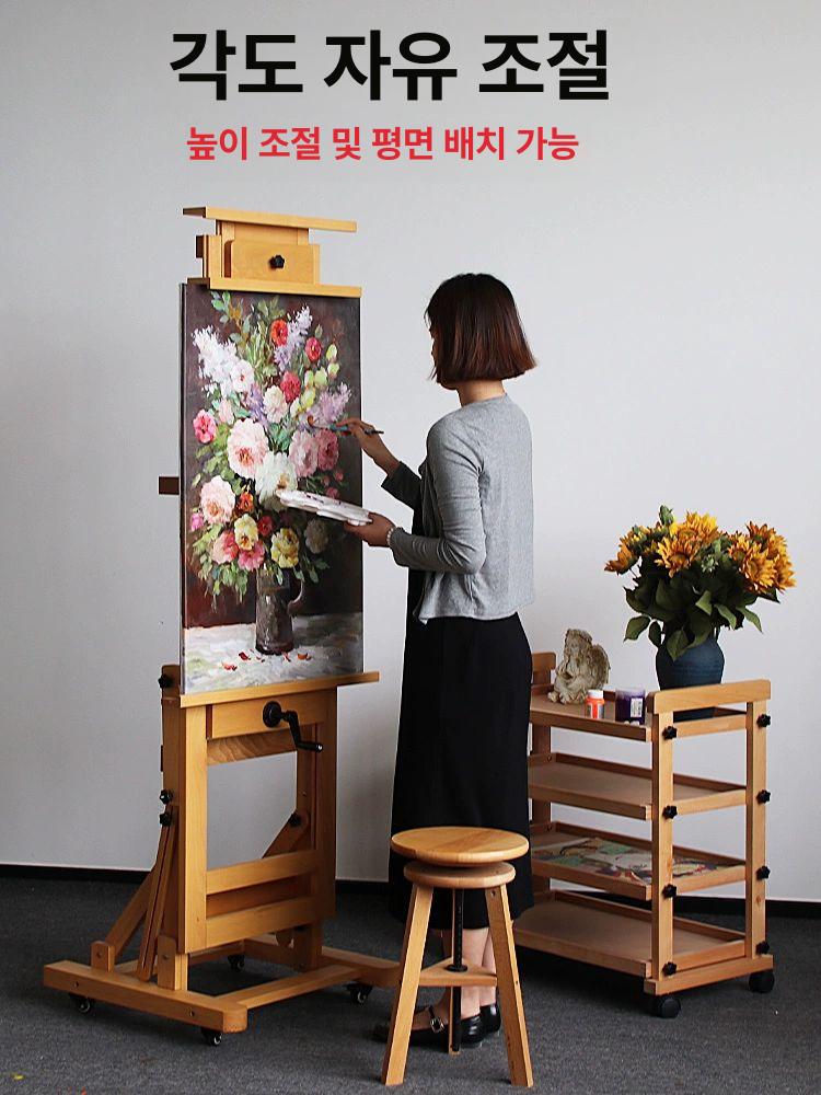 대형 이젤 우드화판 유화그림 접이식 실내 미술전시 거치대 - 상세 이미지 3