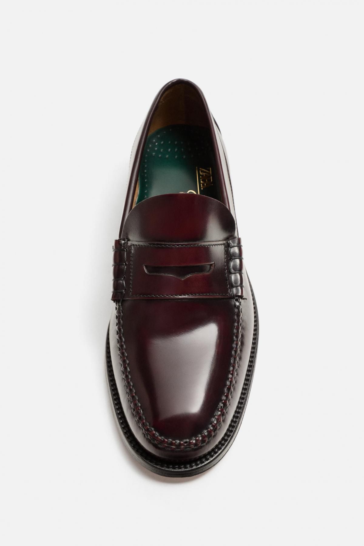 자라 프리미엄 글로시 가죽 페니 로퍼 X 카스텔라노 1920 2641/520 BURGUNDY RED - 상세 이미지 5