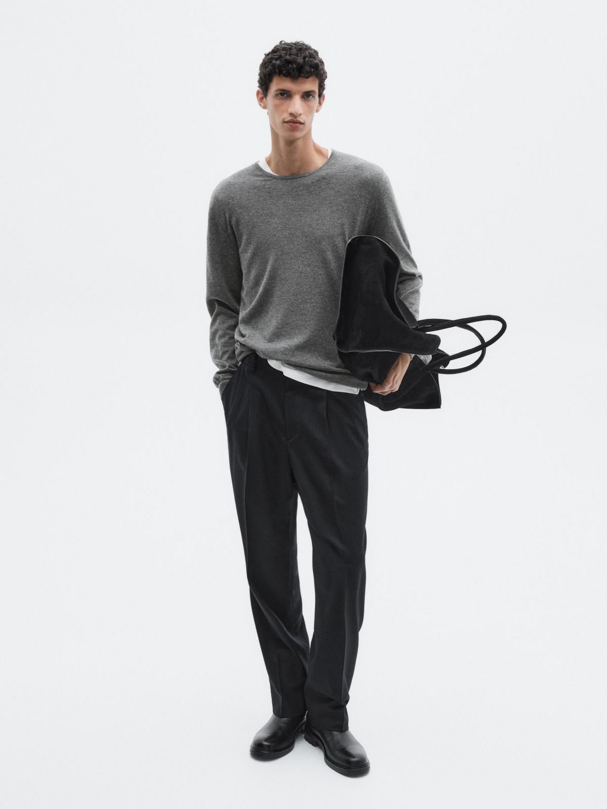 마시모두띠 프리미엄 캐시미어 크루넥 니트 스웨터 0950/880 ANTHRACITE GREY - 상세 이미지 2