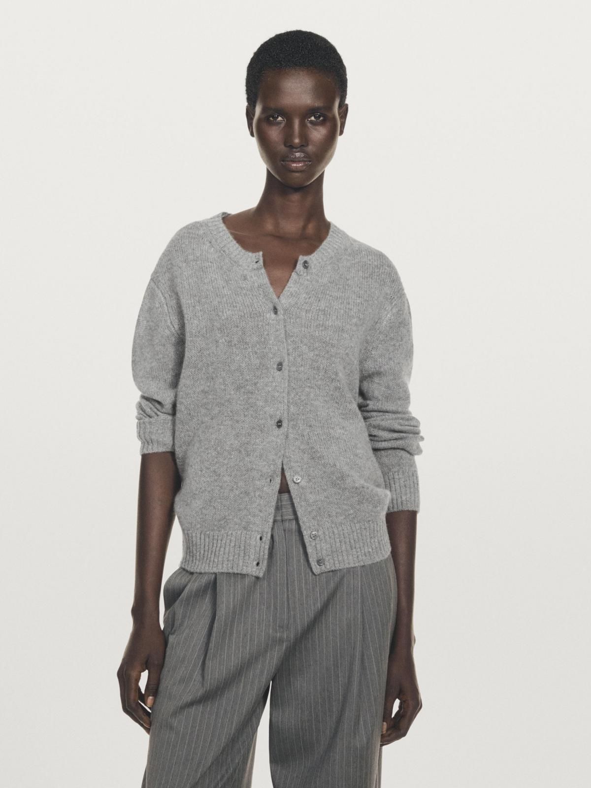 마시모두띠 프리미엄 캐시미어 크루넥 니트 가디건 5638/565 MEDIUM GREY - 상세 이미지 5