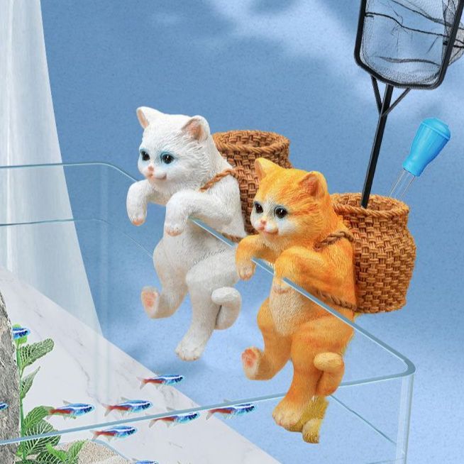 어항 고양이 장식품 귀여운 수족관 장난감 피규어 꾸미기 - 상세 이미지 5
