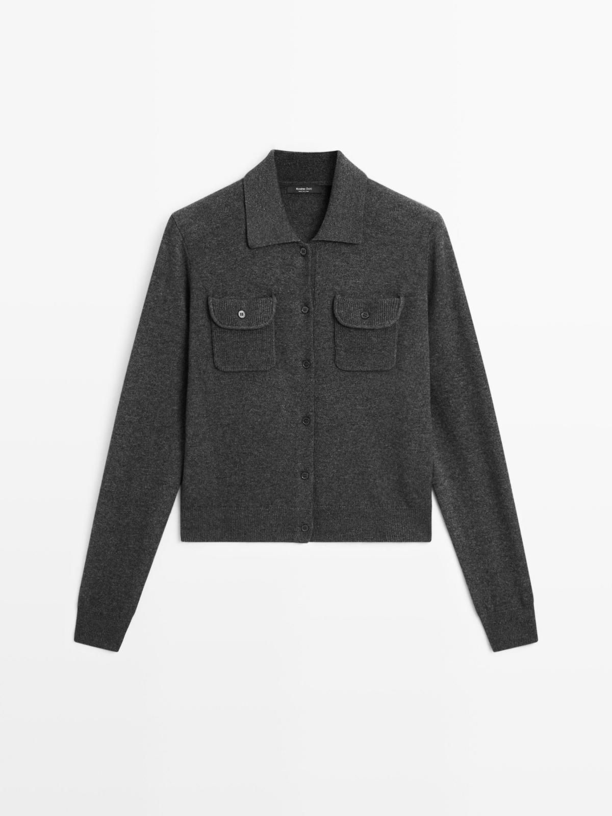 마시모두띠 울 블렌드 포켓 디테일 가디건 5788/580 ANTHRACITE GREY - 메인 이미지