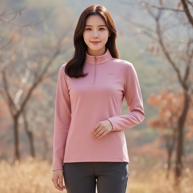 네파 겨울 여성 기모 항균 아웃도어 스판 등산 스판 긴팔티셔츠 - 메인 이미지