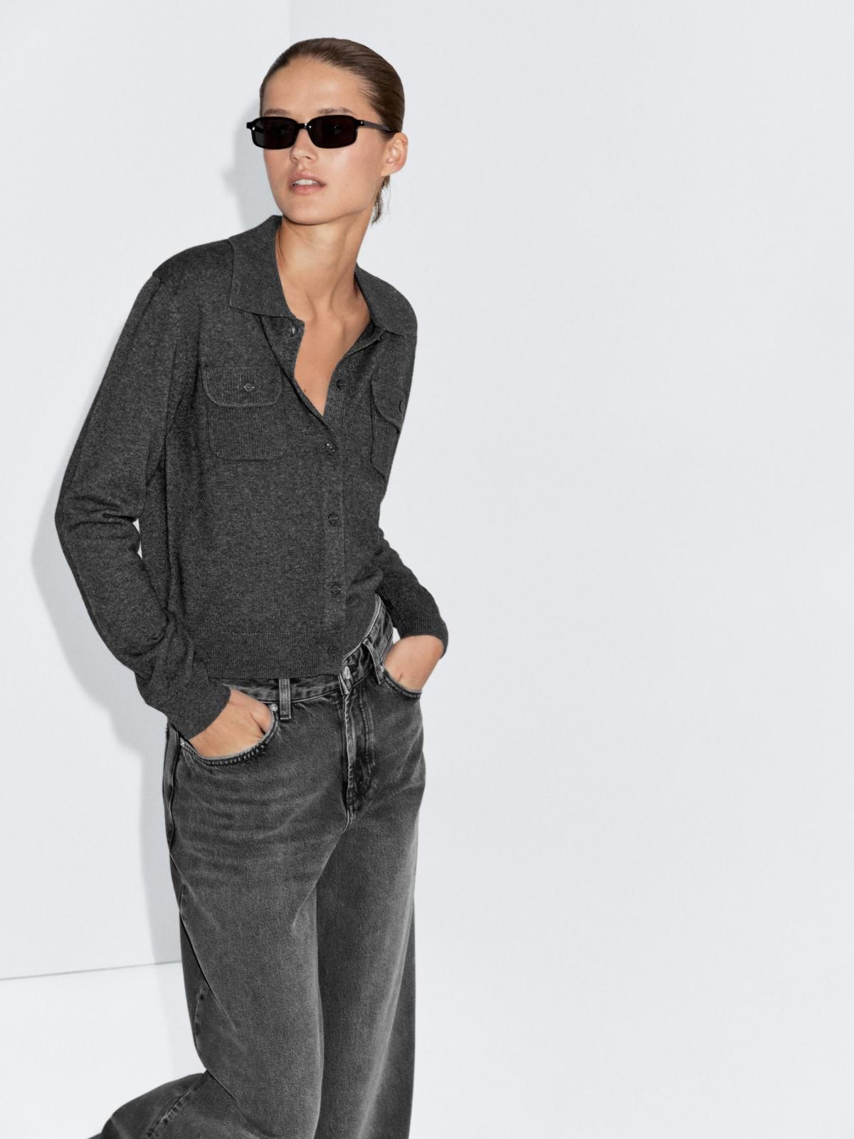 마시모두띠 울 블렌드 포켓 디테일 가디건 5788/580 ANTHRACITE GREY - 상세 이미지 3