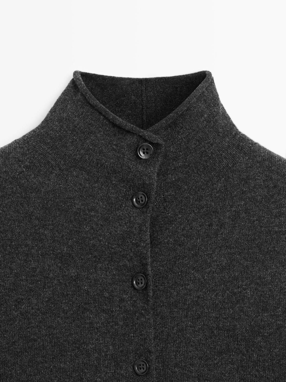 마시모두띠 프리미엄 울 하이넥 니트 가디건 5670/693 ANTHRACITE GREY 이미지 7