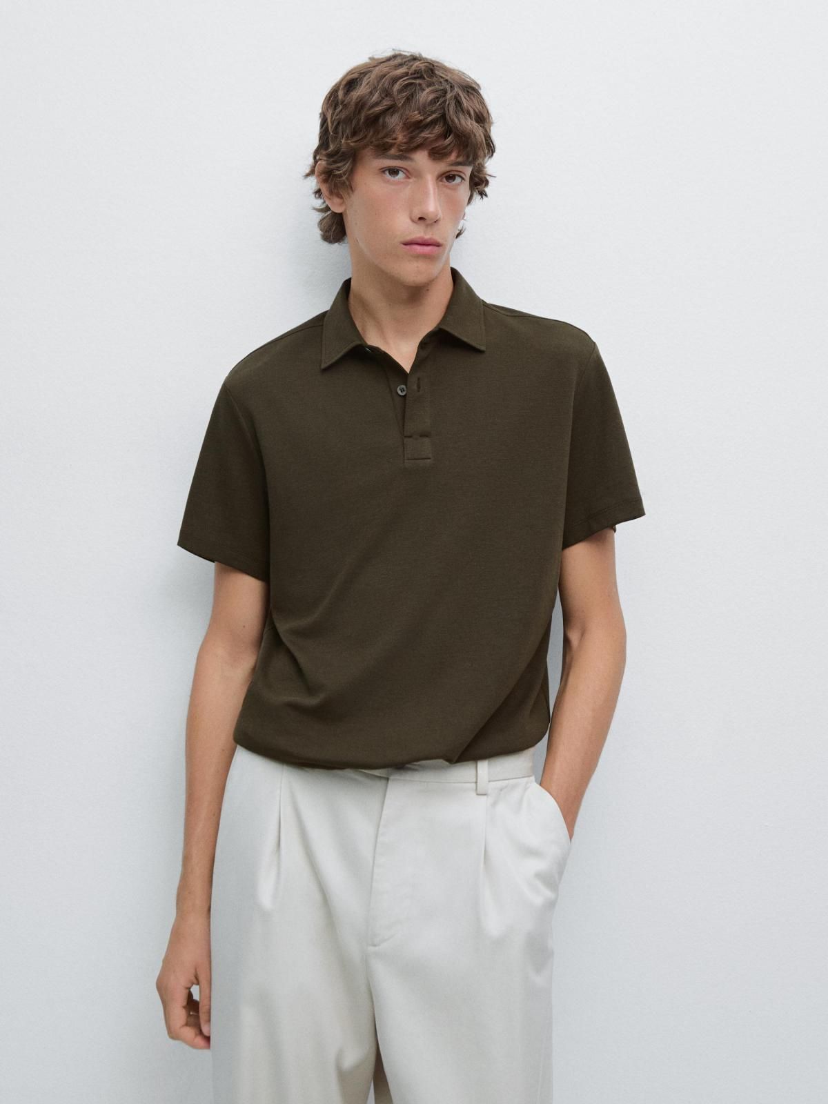 마시모두띠 코튼블렌드 베이직 반팔 폴로셔츠 0590/156 DARK KHAKI - 상세 이미지 3