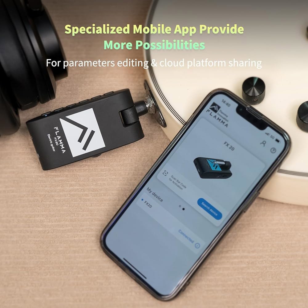 PLAMMA FX20 기타 헤드폰 앰프, APP 40 드럼 홈 52 앰프 모드 5 지연 리버브 효과, 연습 녹음 및 창의성을 위한 14 가지 변조 FX10-BLACK - 상세 이미지 2