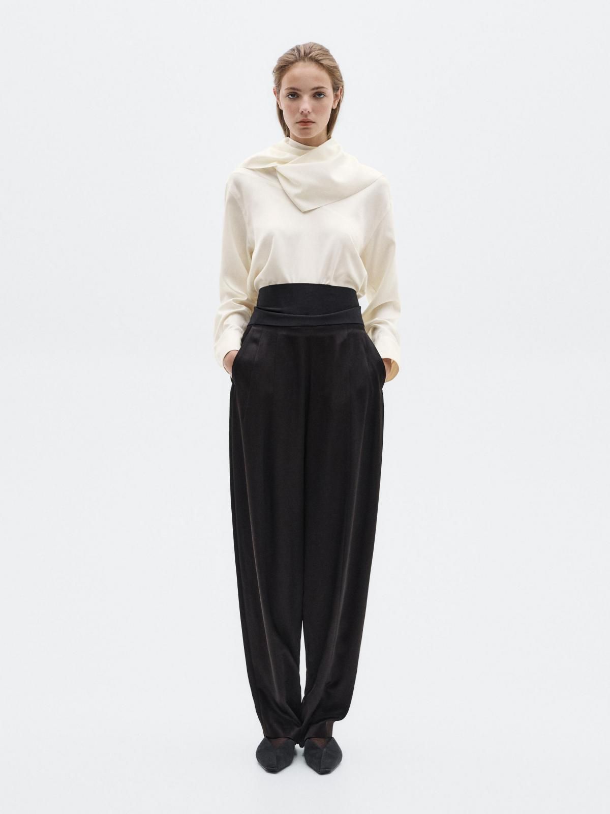 마시모두띠 소프트 실크 블렌드 타이넥 블라우스 5103/555 OFF WHITE - 상세 이미지 2