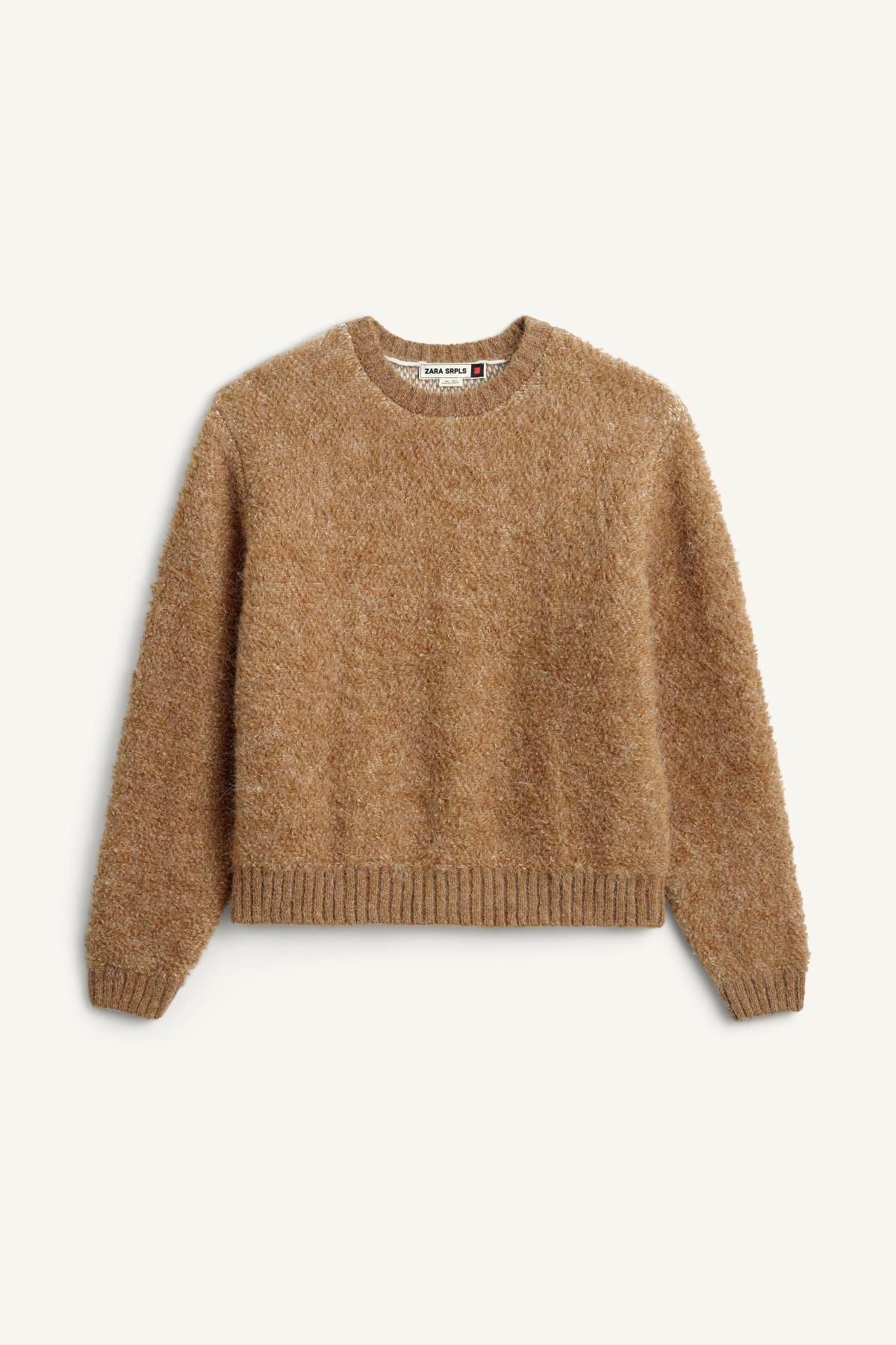 자라 알파카 부클레 라운드넥 니트 스웨터 0234/112 MID-CAMEL - 메인 이미지