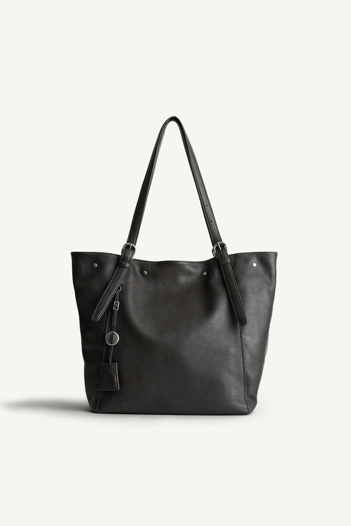 자라 프리미엄 레더 스터드 토트백 6190/610 BROWN - 메인 이미지