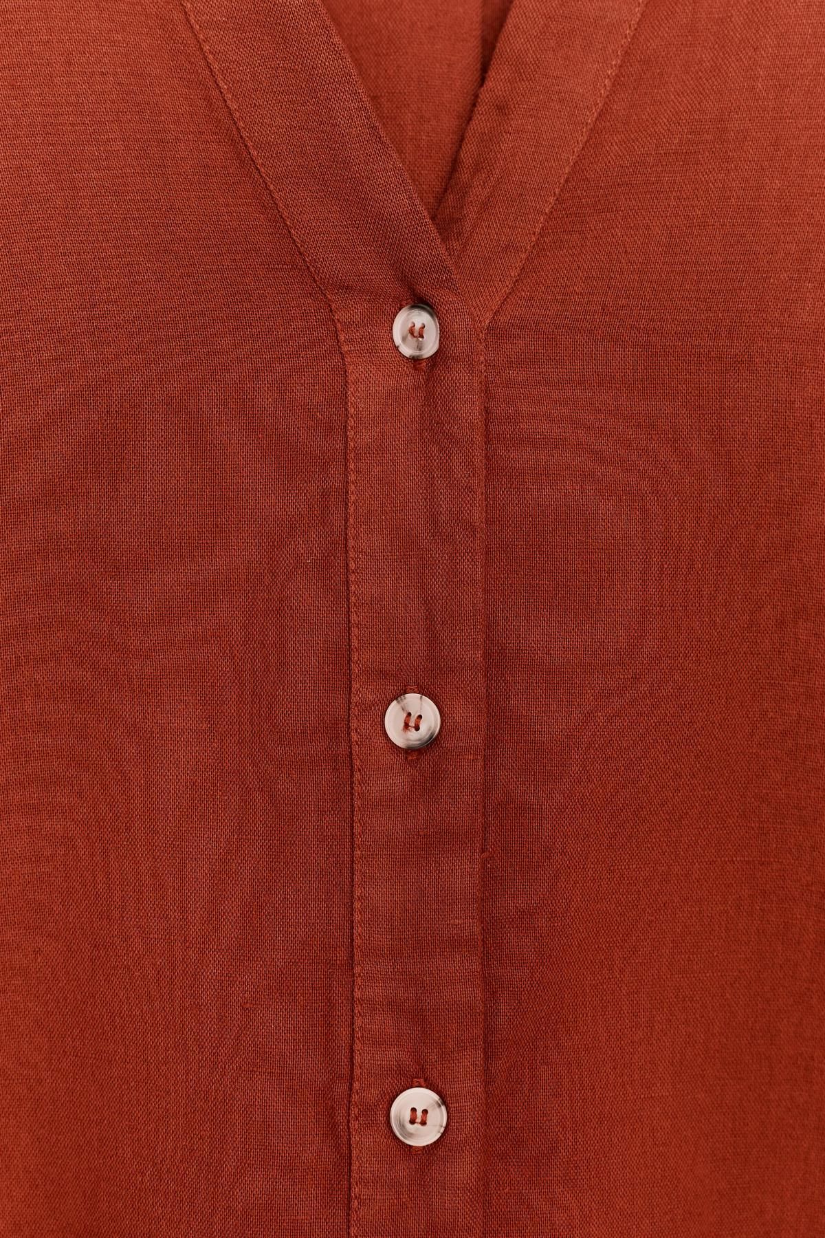 자라 린넨블렌드 와이드슬리브 브이넥 셔츠 3457/734 TERRACOTTA 이미지 8