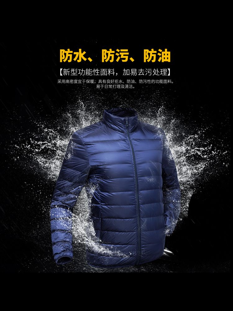남성 초경량 코트 남자 패딩 자켓 남성용 다운패딩 코튼 블랙 스탠드 칼라 M (45 - 57.5kg) - 상세 이미지 5