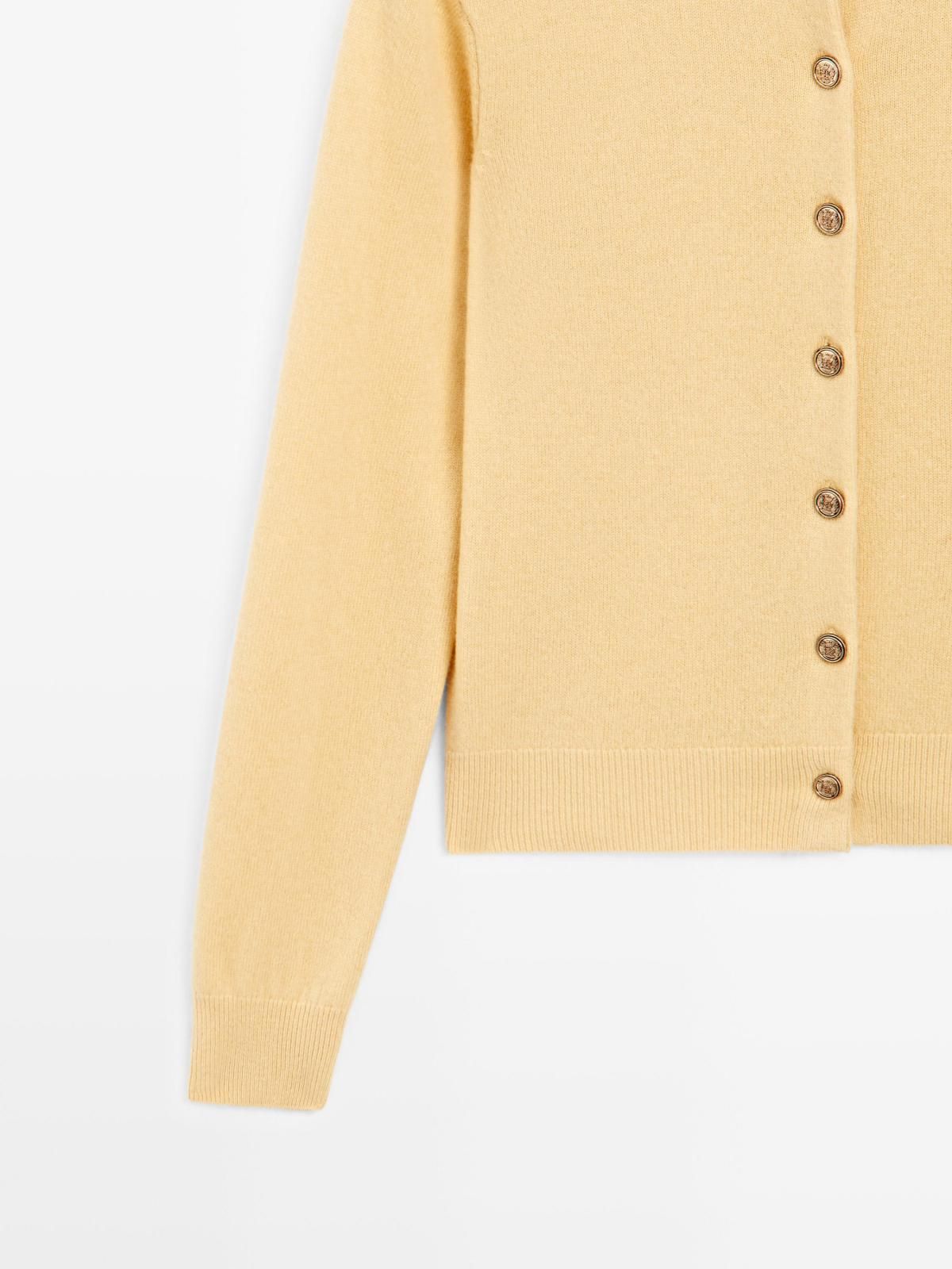마시모두띠 골드버튼 울 라운드넥 니트 가디건 5606/593 CORN YELLOW - 상세 이미지 4