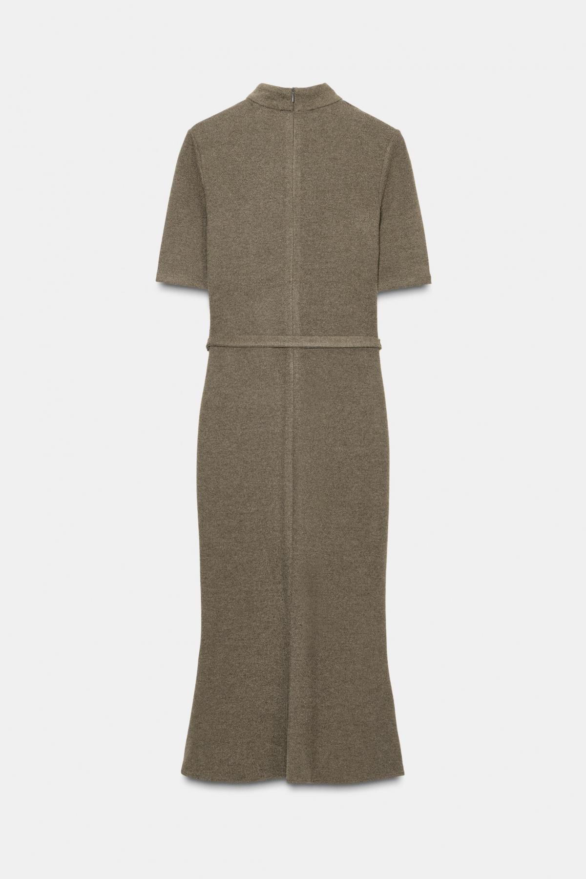 자라 소프트 미디 벨트 하이넥 원피스 0264/462 KHAKI MARL - 상세 이미지 5