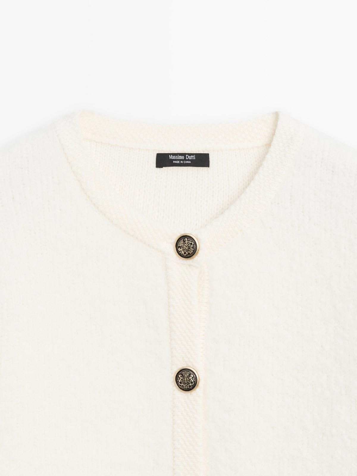 마시모두띠 울 혼방 크롭 골드버튼 니트 가디건 5803/933 OFF WHITE - 상세 이미지 5
