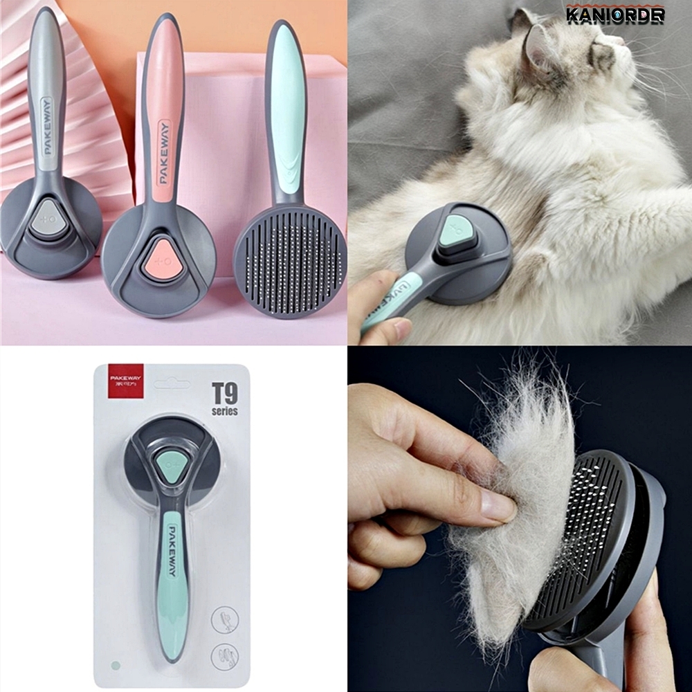 고양이 털빗 강아지 죽은털 제거 버튼식 반려동물 마사지 브러시 3컬러 - 상품 이미지