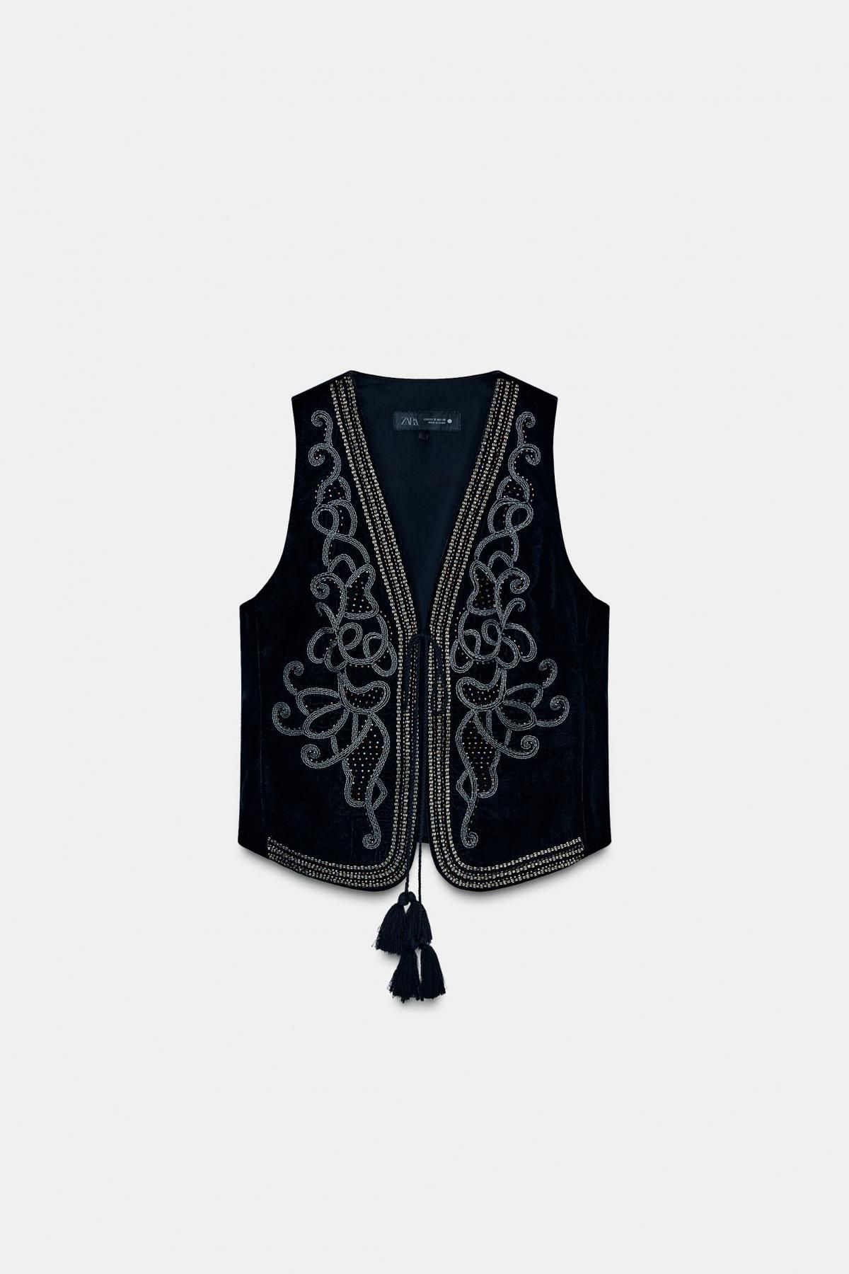 자라 에스닉 벨벳 자수 베스트 5344/247 BLACK - 메인 이미지