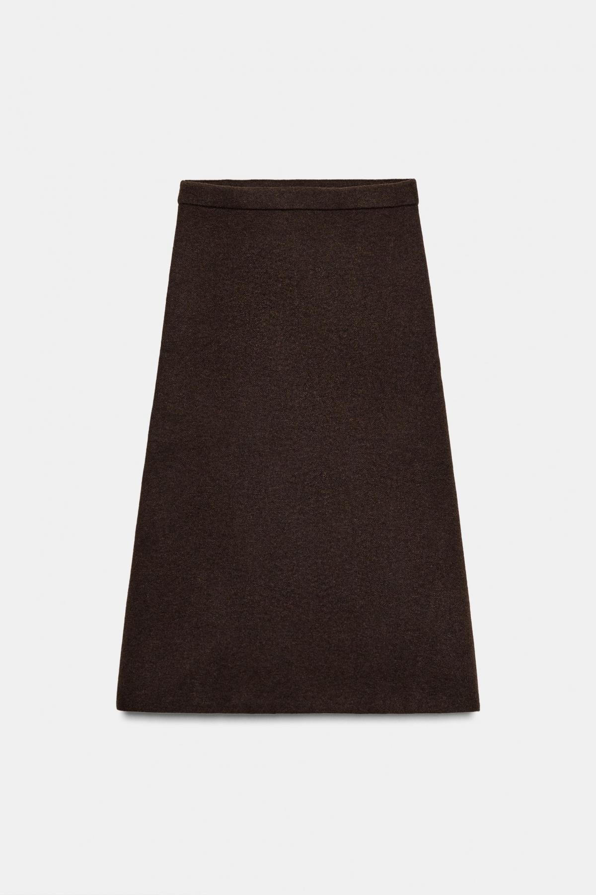 자라 베이직 니트 미디 스커트 2756/142 BROWN - 상품 이미지