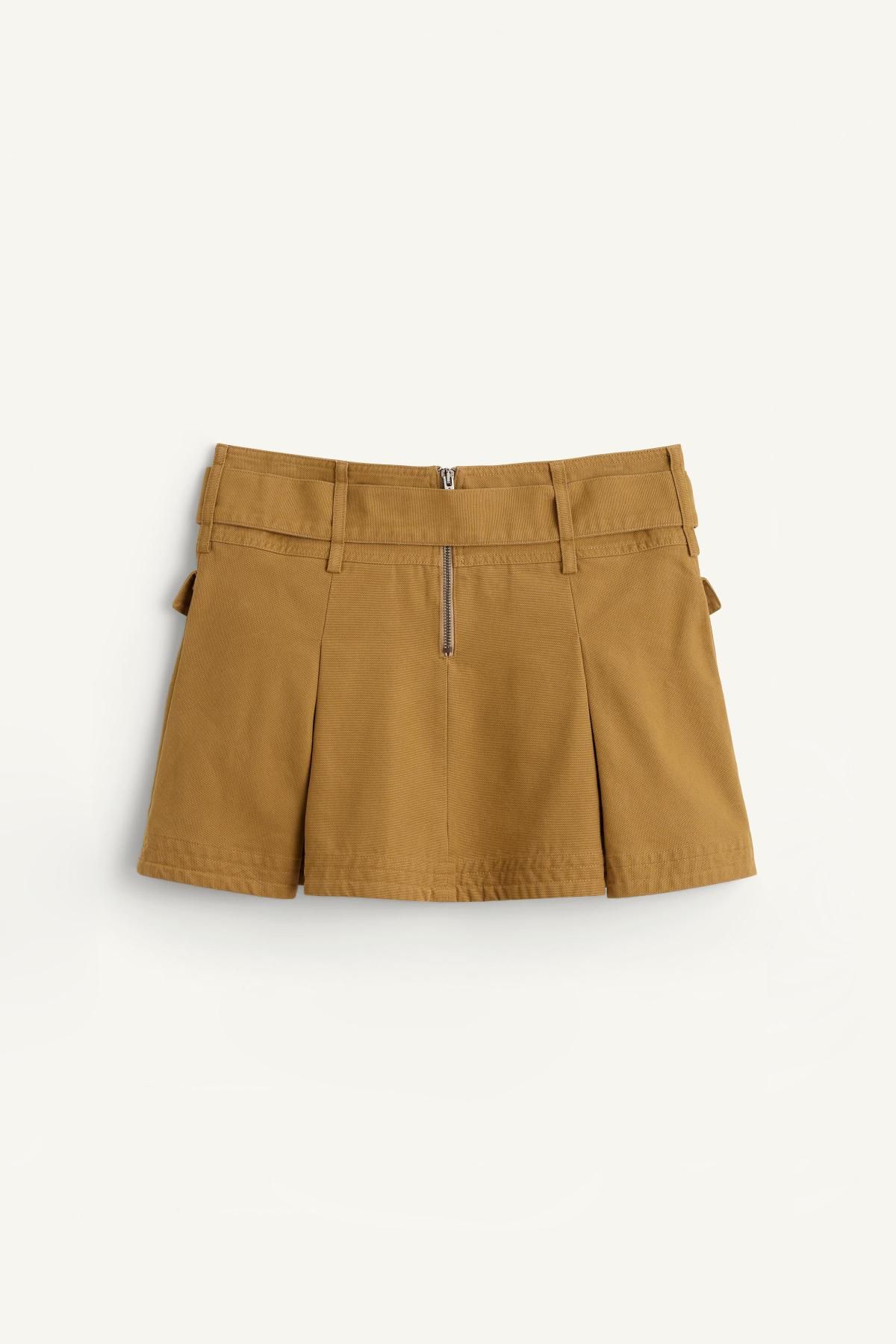 자라 코튼 플리츠 미니 스커트 4043/900 OLIVE GREEN - 상세 이미지 5