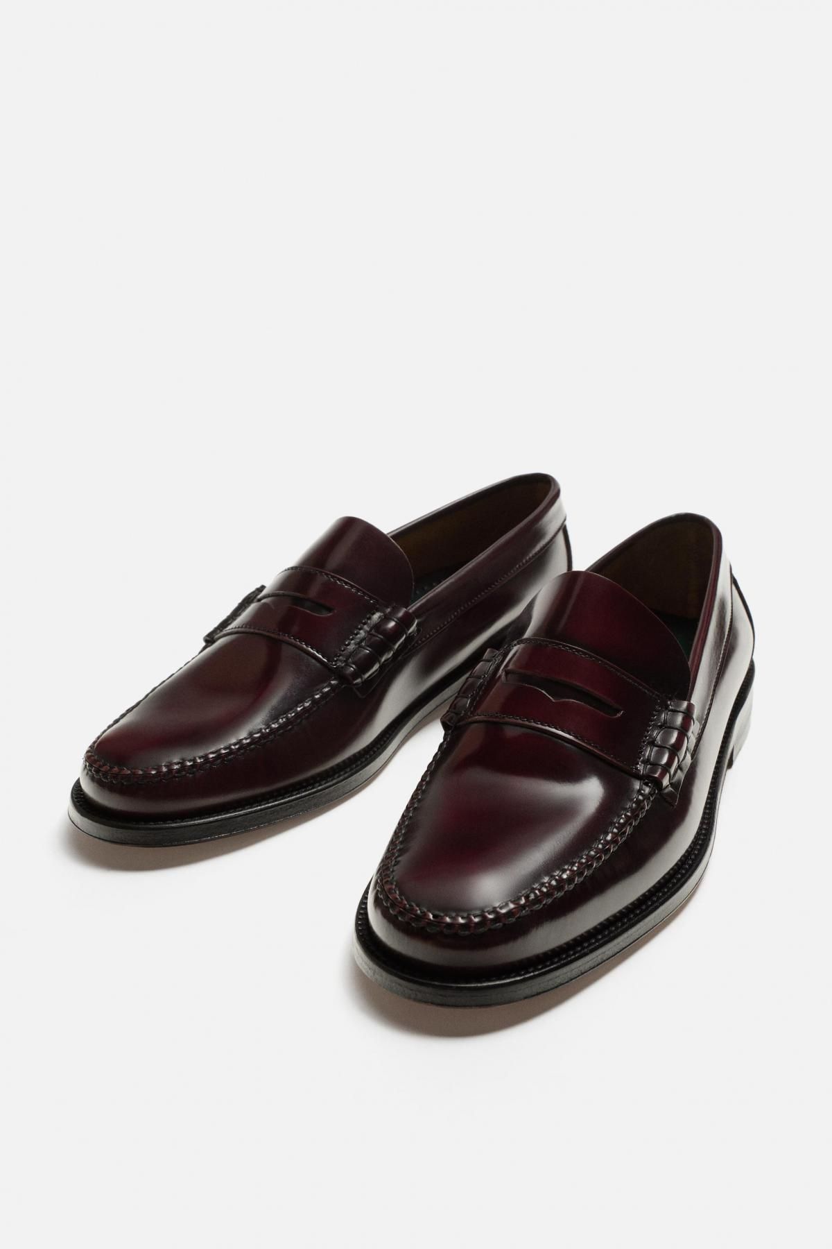 자라 프리미엄 글로시 가죽 페니 로퍼 X 카스텔라노 1920 2641/520 BURGUNDY RED - 상세 이미지 4