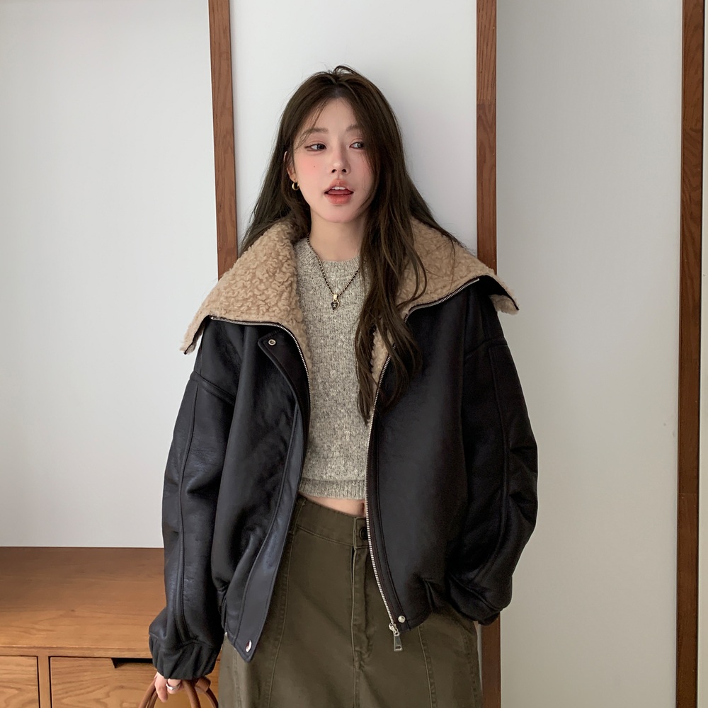 램스울 퍼 무스탕 여성 레더자켓 빅카라 자켓 2color - 상세 이미지 3