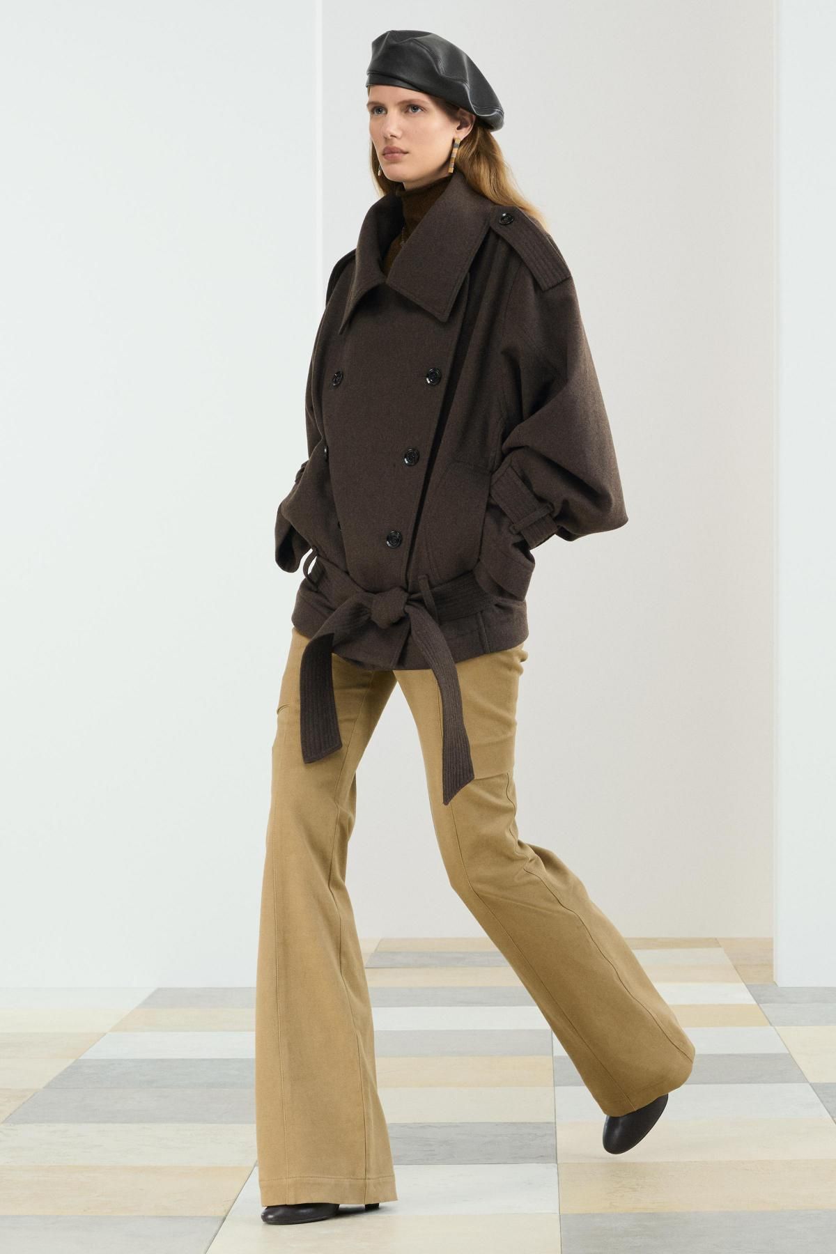 자라 크롭 테크니컬 울 숏 코트 3692/903 KHAKI - 상세 이미지 3