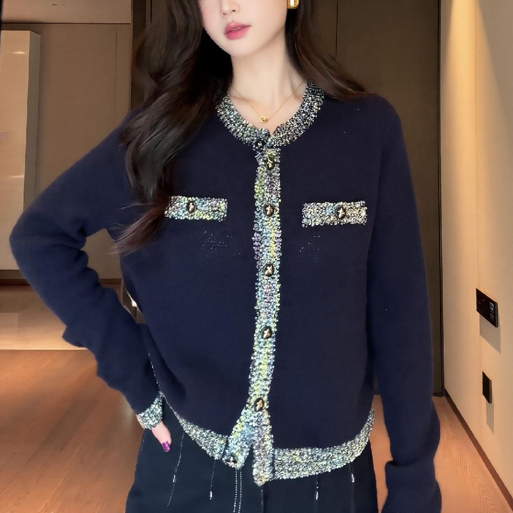 트위드 자켓 정장 하객룩 팬츠 가을 투피스세트 투피스 바지 네이비 블루 S (40-49kg) - 상세 이미지 4
