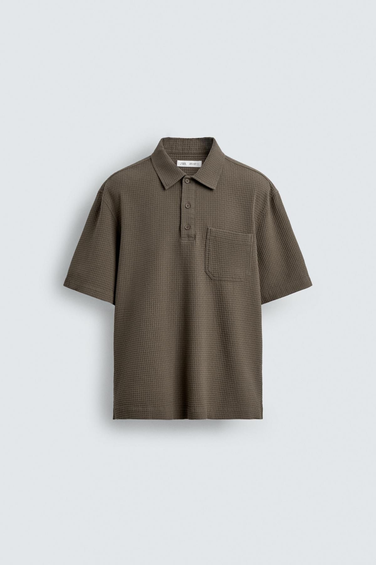 자라 코튼 스트럭처 반팔 폴로셔츠 4795/421 KHAKI - 메인 이미지