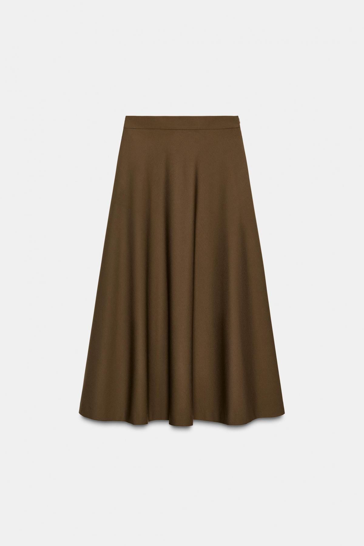 자라 한정판 플레어 롱 스커트 9848/646 DARK KHAKI - 상품 이미지