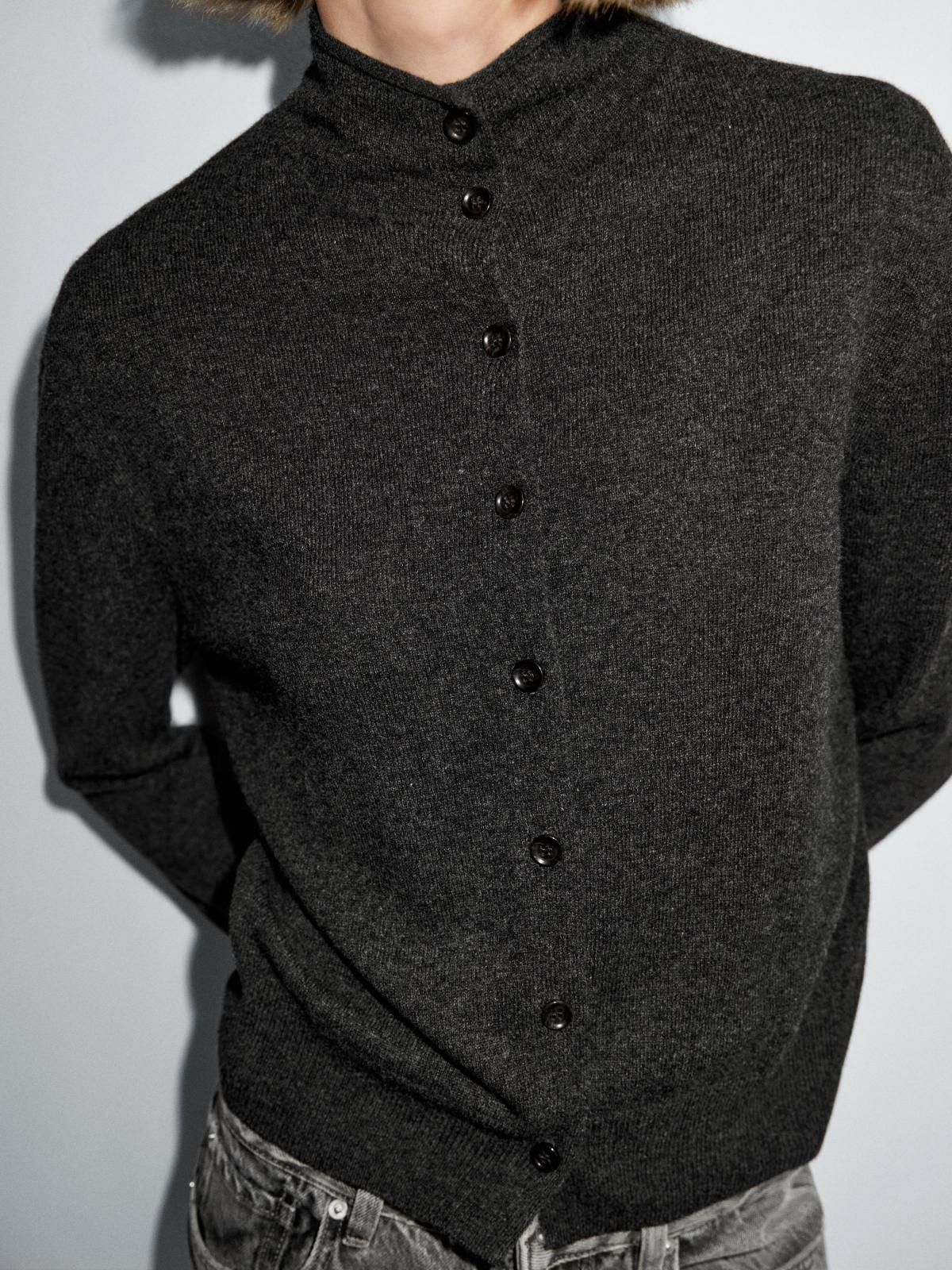 마시모두띠 프리미엄 울 하이넥 니트 가디건 5670/693 ANTHRACITE GREY - 상세 이미지 3