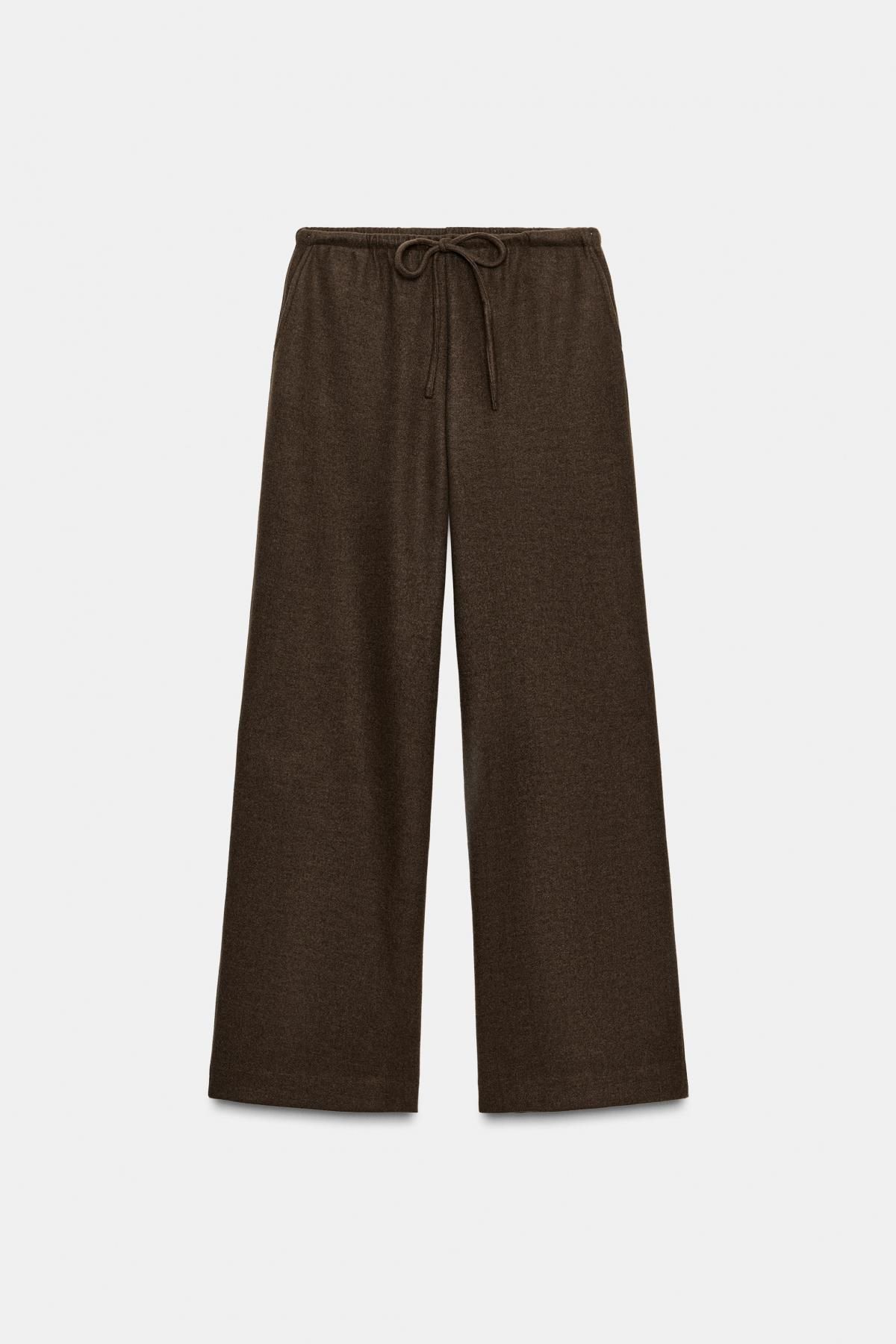 자라 와이드핏 타이 팔라초 팬츠 브라운 1255/560 BROWN - 메인 이미지