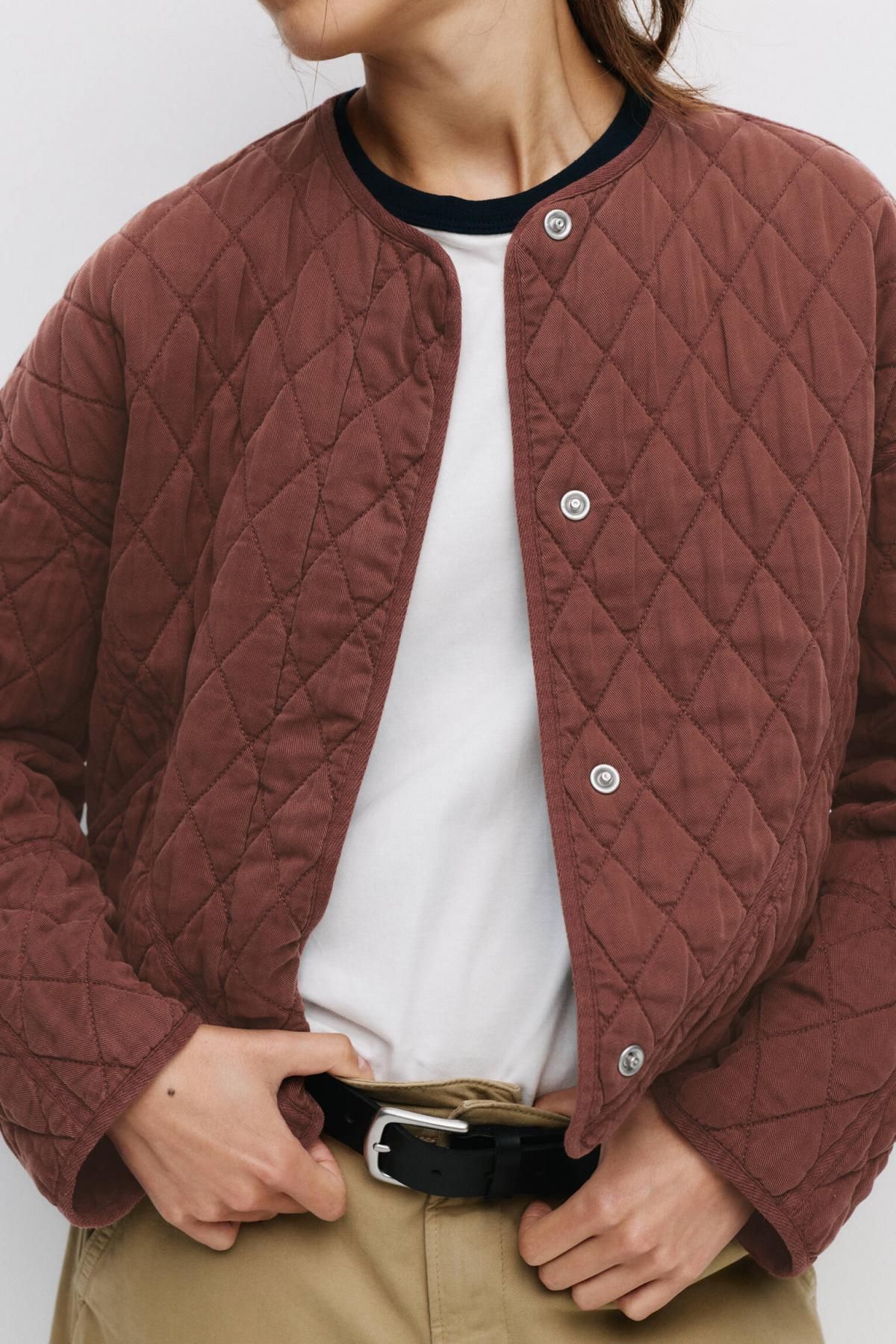 풀앤베어 경량 다이아몬드 퀼팅 자켓 7700/344 BURGUNDY - 상세 이미지 5
