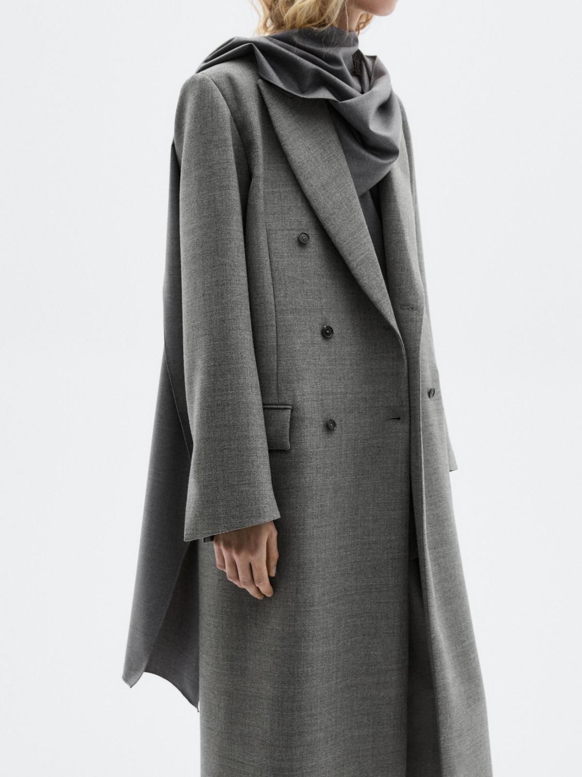 마시모두띠 더블브레스트 노치 라펠 울 롱코트 6401/555 GREY - 상세 이미지 5