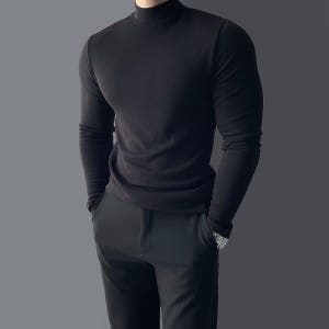 남자반폴라티 남자목티 머슬핏긴팔 기모목폴라 무지반목티 착용 후기 | 사이즈/핏 총정리 - 상품 이미지 3