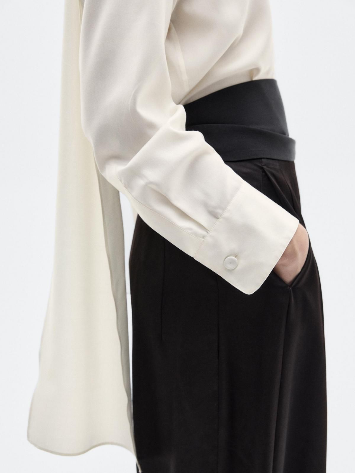 마시모두띠 소프트 실크 블렌드 타이넥 블라우스 5103/555 OFF WHITE - 상세 이미지 5