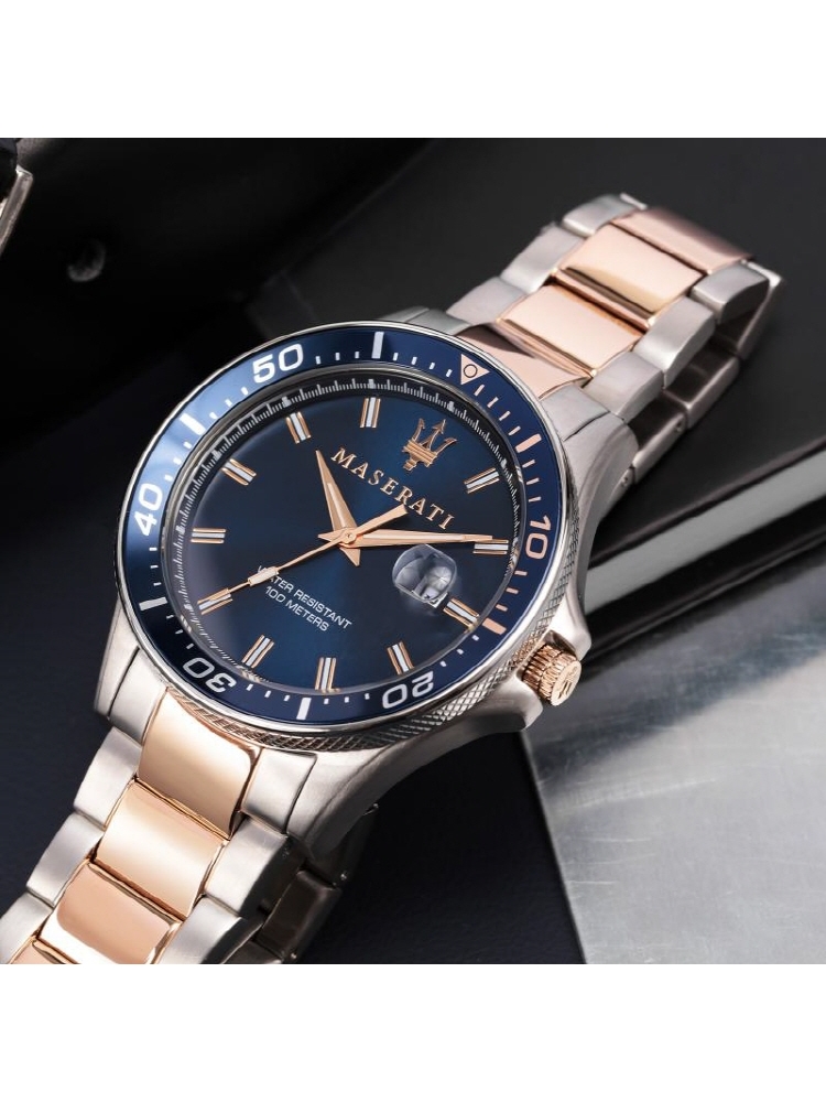[Italian Design] 마세라티 남자 SFIDA 메탈 클래식 손목 패션 방수 아날로그 야광시계 블루/로즈골드