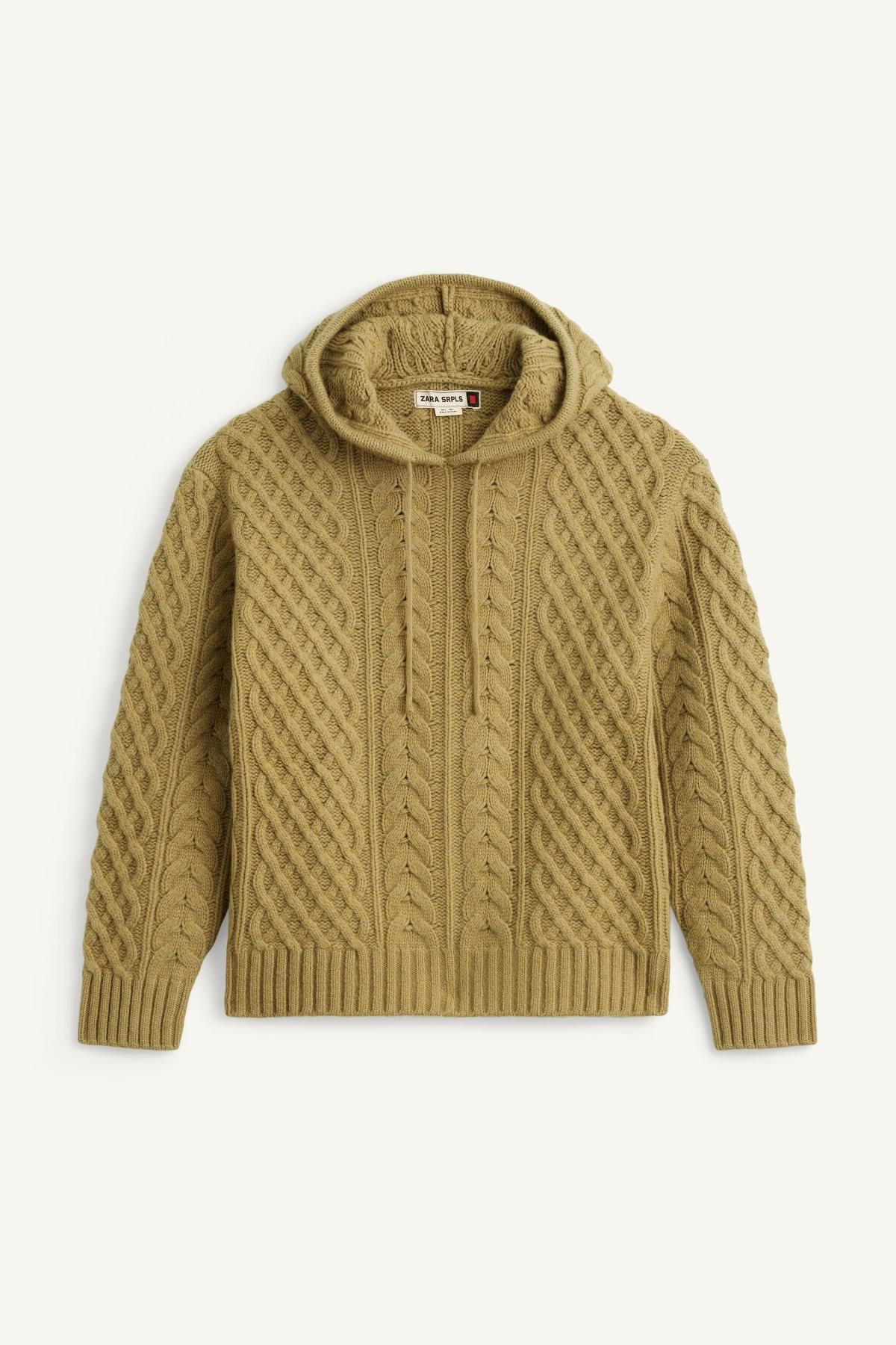자라 프리미엄 울 케이블 니트 후드 스웨터 2893/709 LIGHT GREEN - 상품 이미지