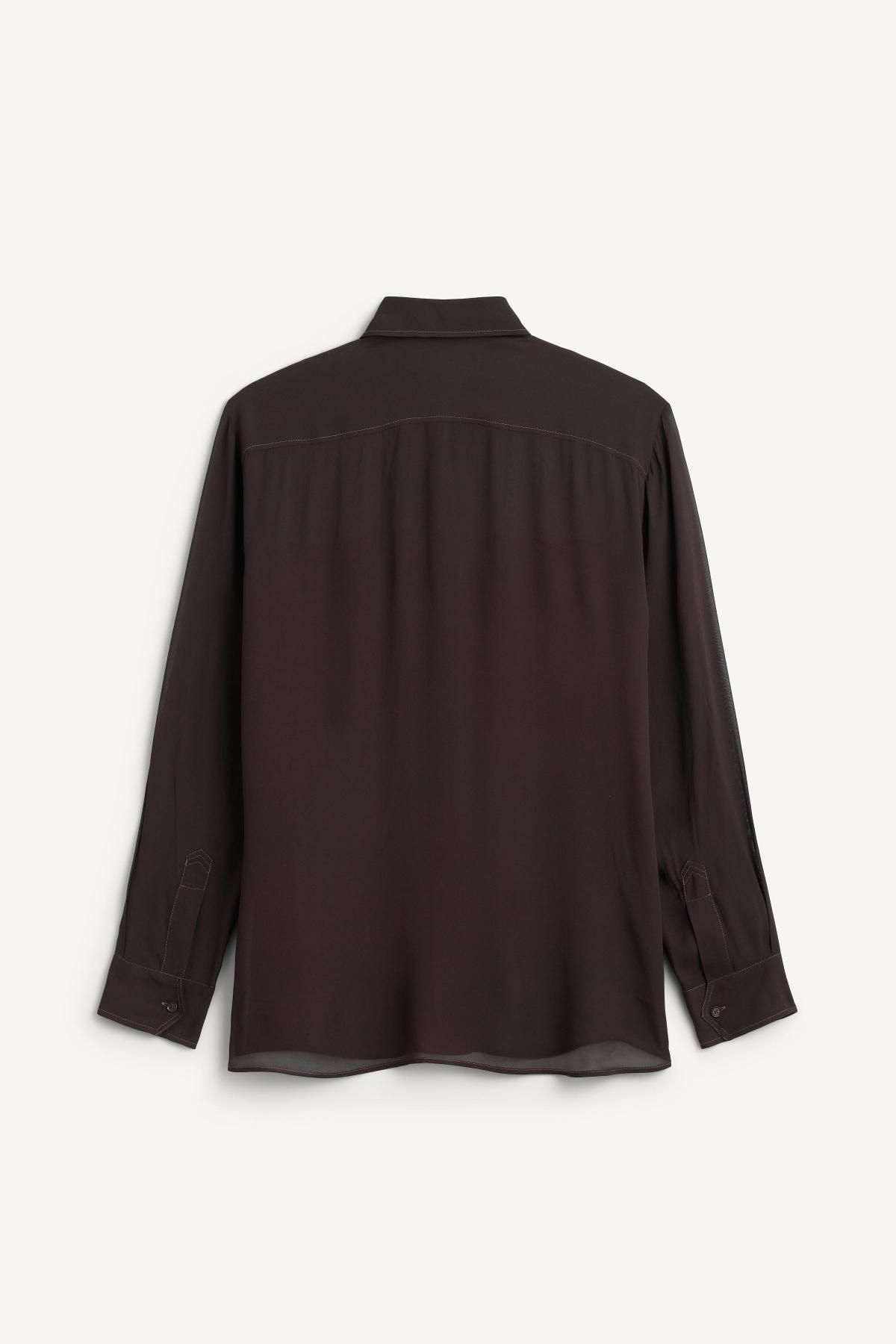 자라 브라운 릴랙스핏 롱슬리브 셔츠 6366/318 DARK BROWN - 상세 이미지 4