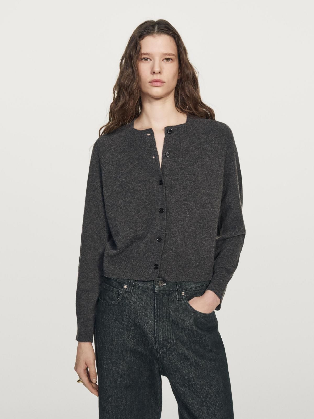 마시모두띠 울 혼방 래글런 크롭 니트 가디건 5779/693 ANTHRACITE GREY - 상세 이미지 3