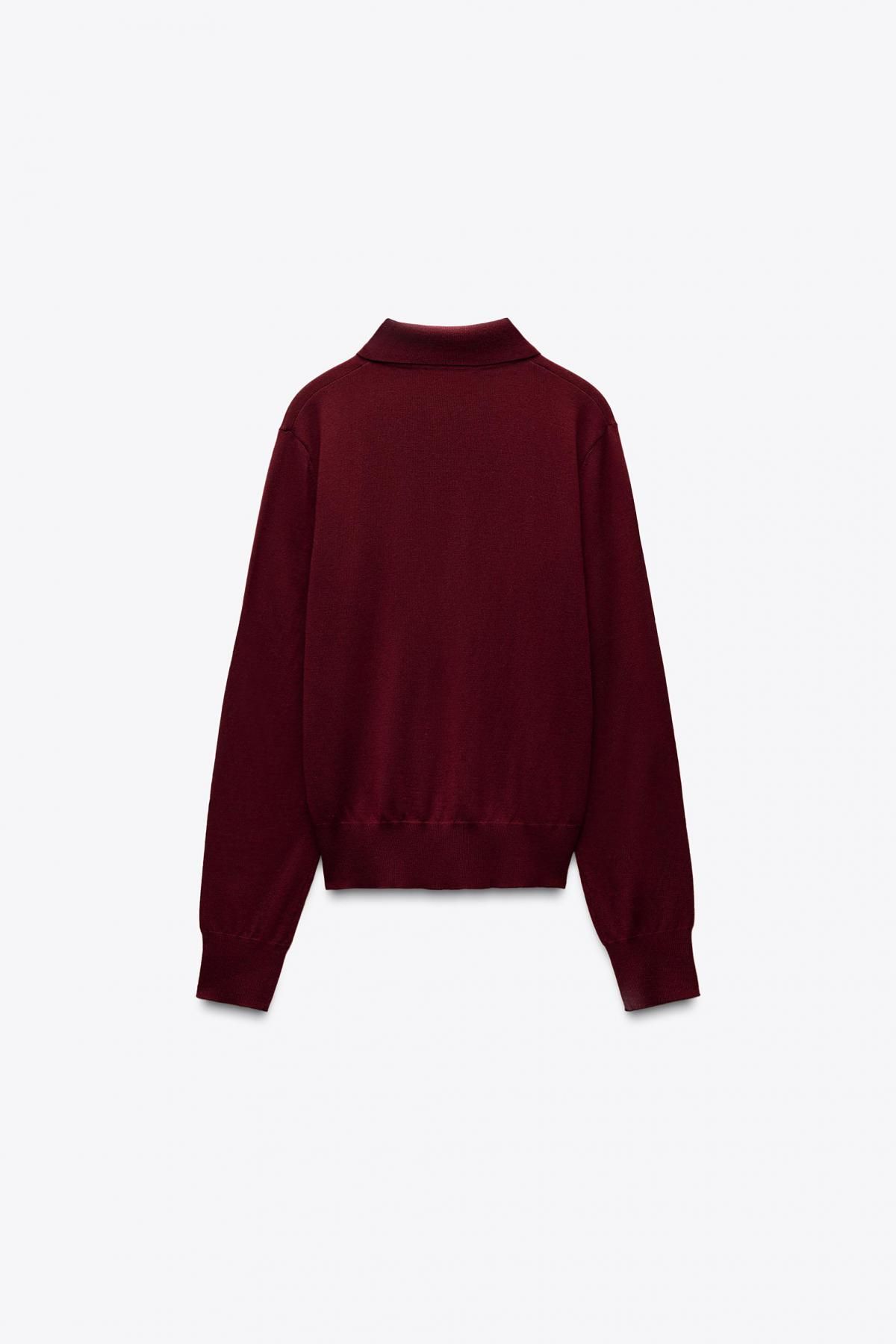 자라 울 베이직 폴로 카라 긴팔 니트셔츠 9598/182 BURGUNDY - 상세 이미지 4