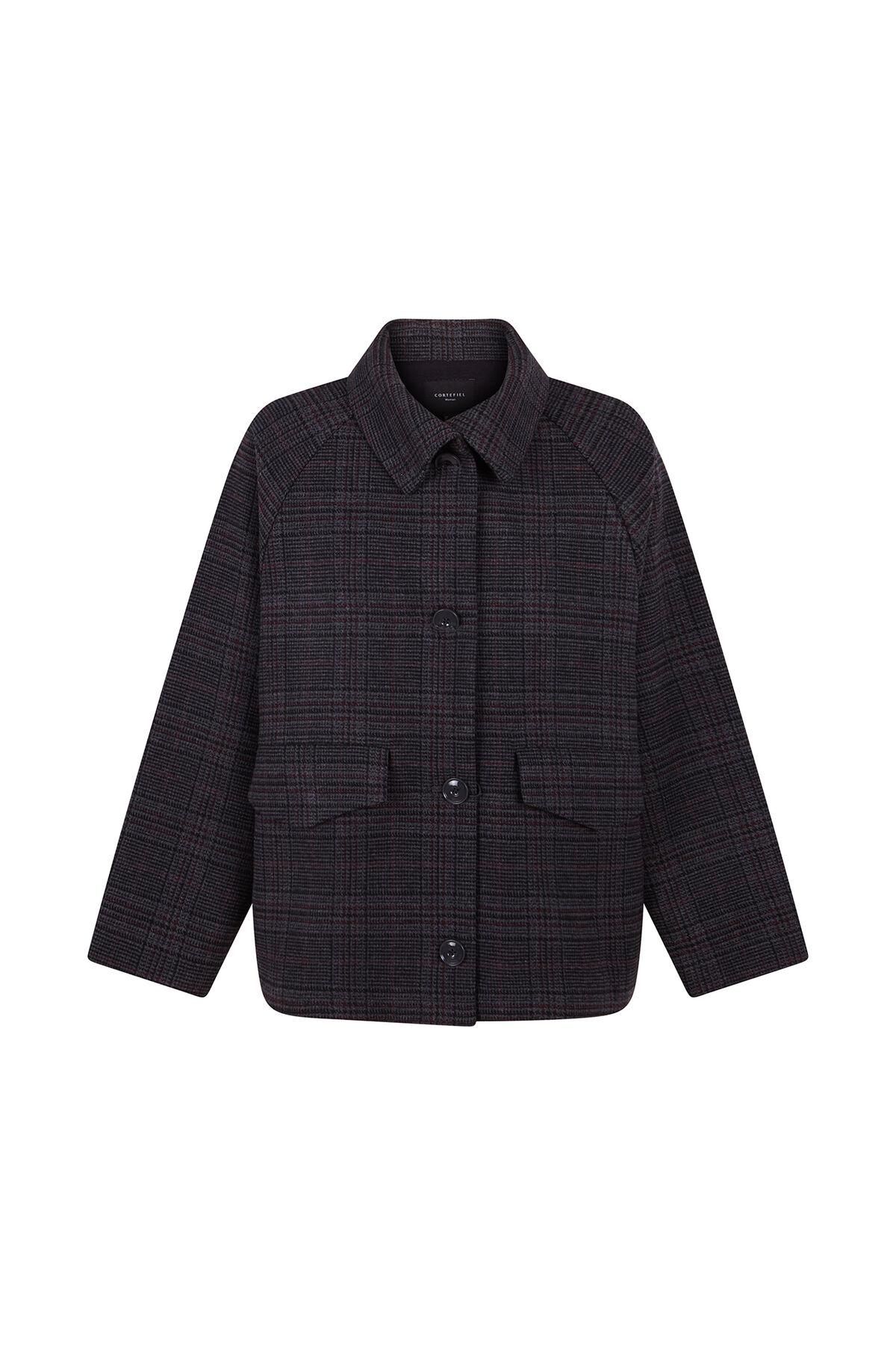 꼬르떼피엘 클래식 체크 패턴 숏 코트 6502126 ESTAMPADO GRIS - 메인 이미지