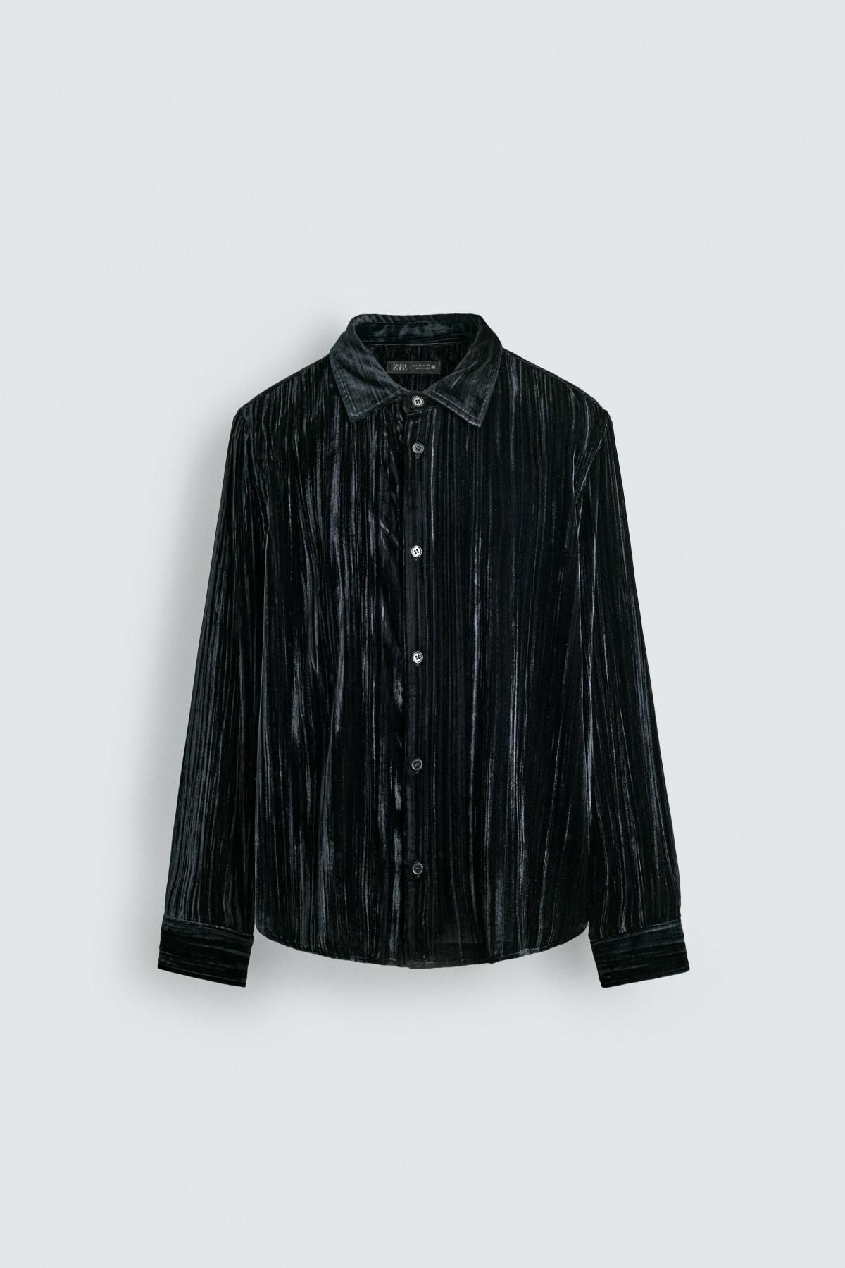자라 벨벳 플리츠 오버셔츠 5320/709 BLUE/BLACK - 메인 이미지