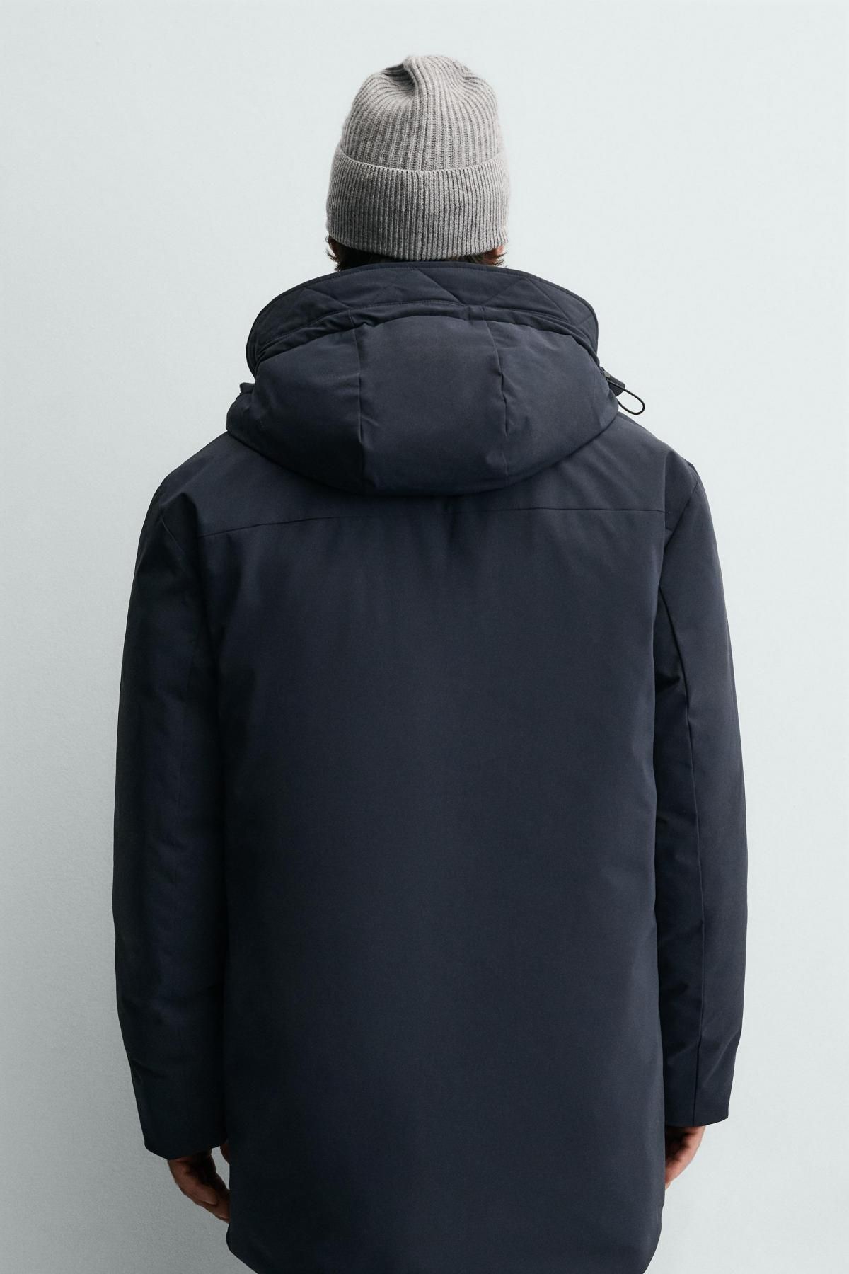 자라 테크니컬 방수 후드 롱 패딩 파카 6518/651 NAVY BLUE - 상세 이미지 4