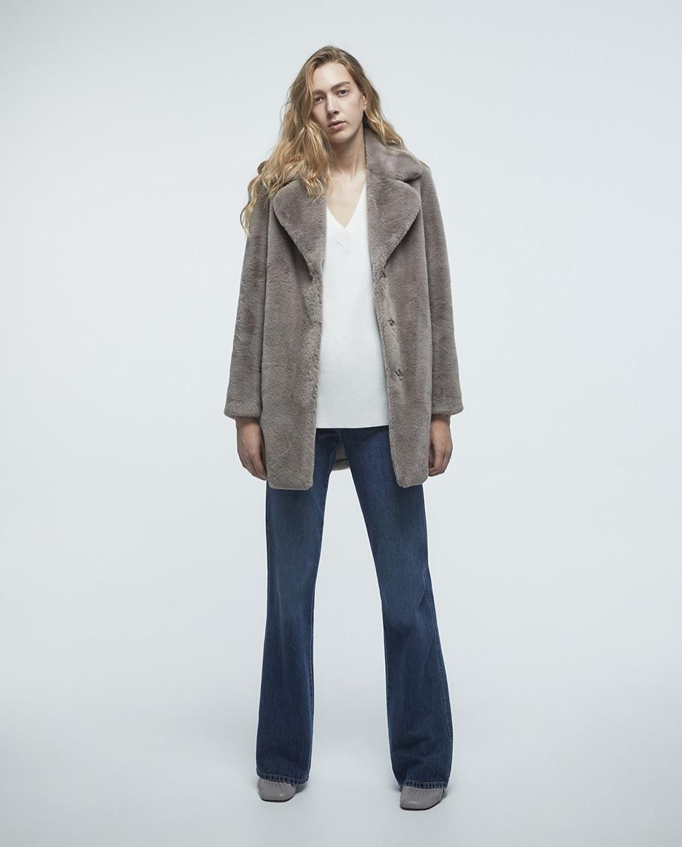 스페라 페이크 퍼 라펠 롱 코트 58330200922 GRIS - 상세 이미지 2