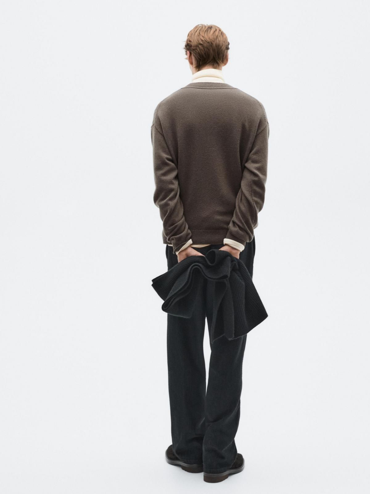 마시모두띠 프리미엄 울블렌드 브이넥 니트 스웨터 0954/880 GREY - 상세 이미지 5