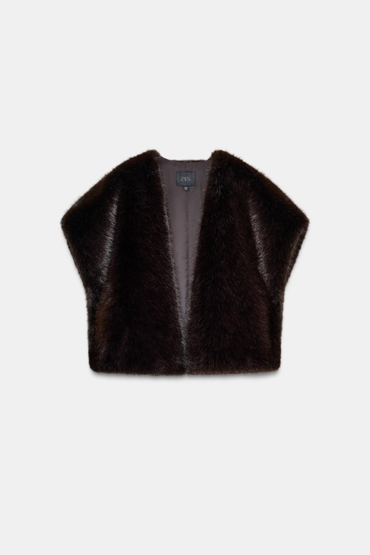 자라 럭셔리 페이크퍼 베스트 8491/212 BROWN - 메인 이미지