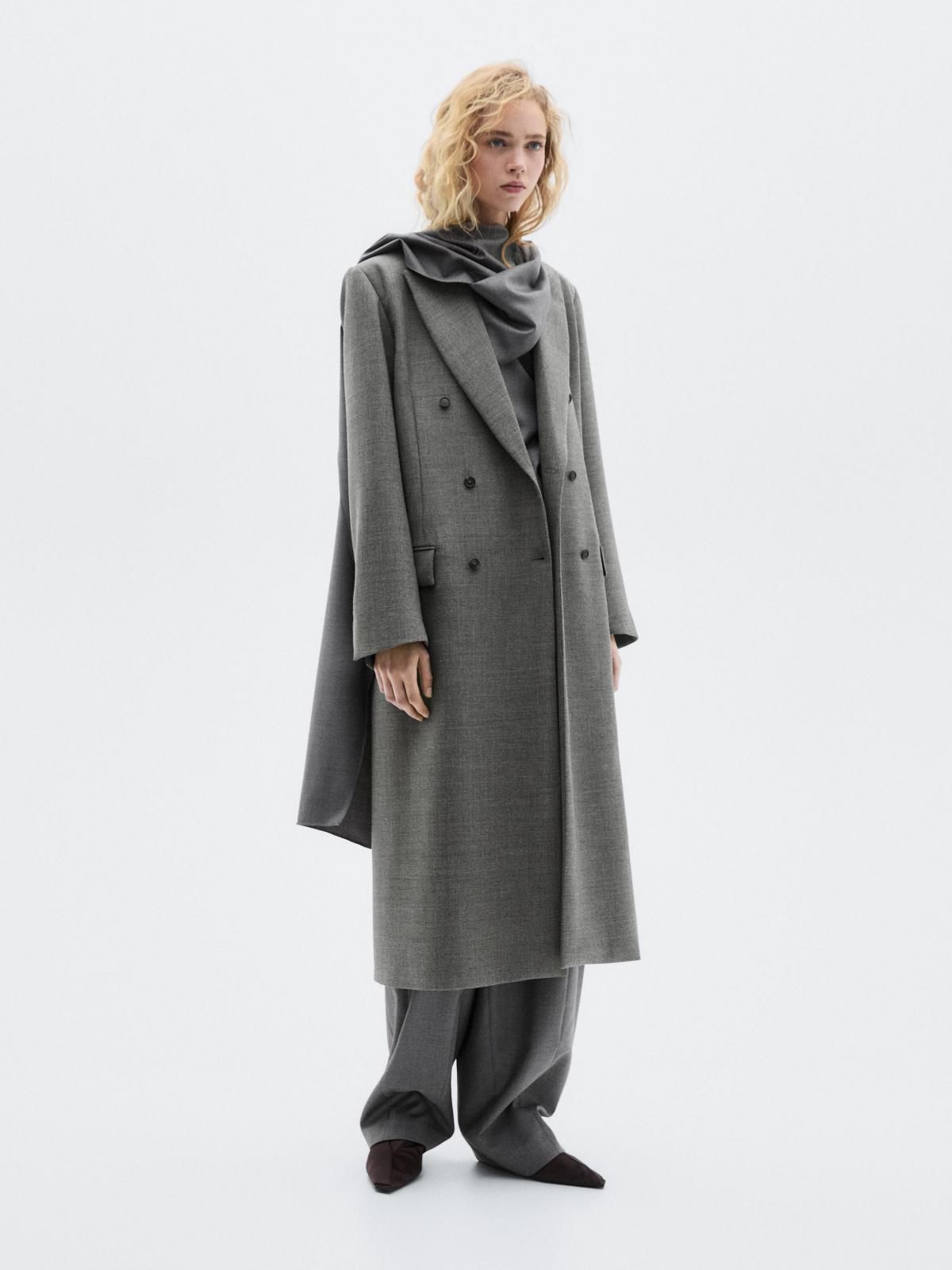 마시모두띠 더블브레스트 노치 라펠 울 롱코트 6401/555 GREY - 상세 이미지 3