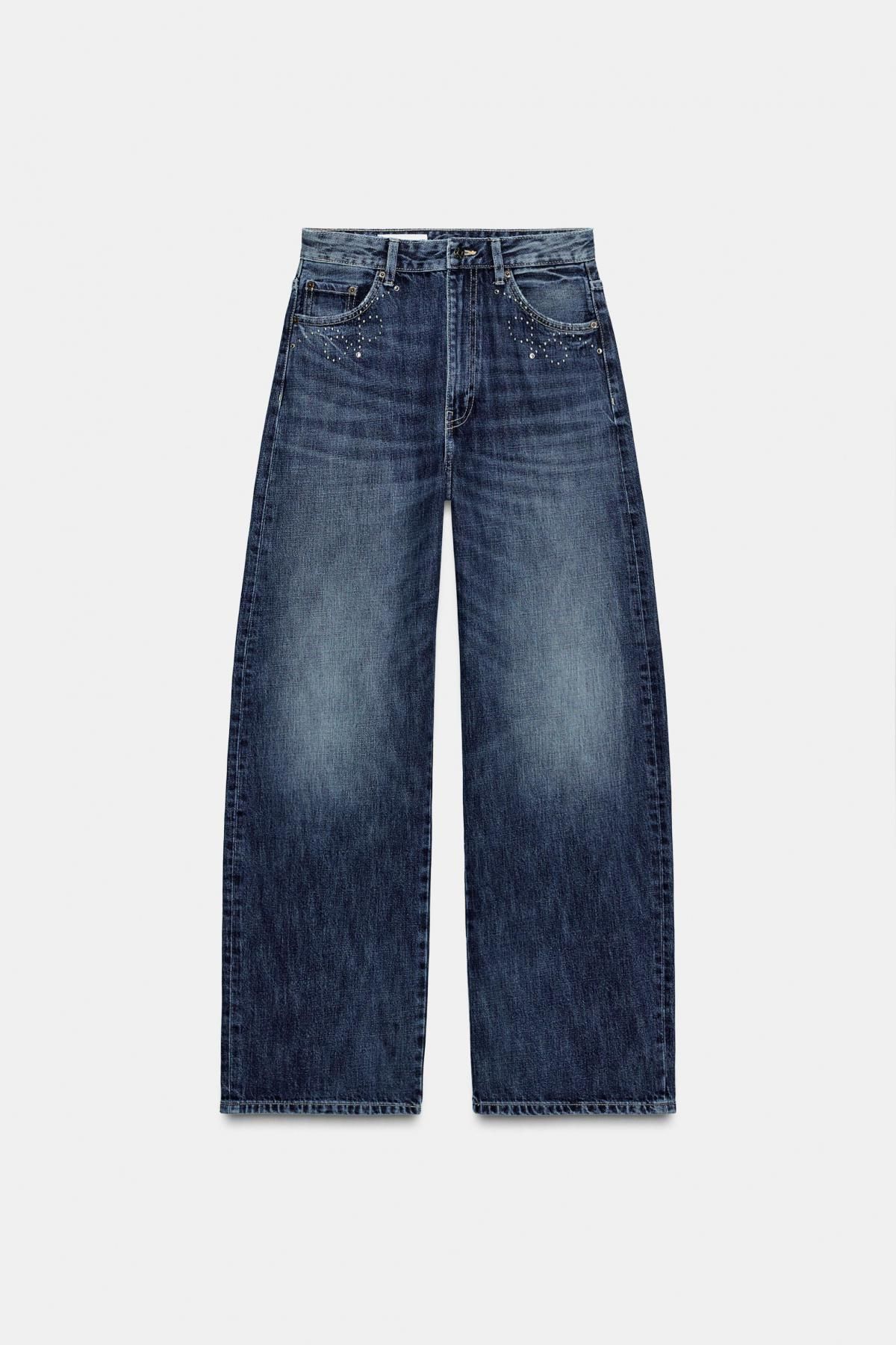 자라 하이웨이스트 와이드 데님 스터드 진 4730/212 NAVY BLUE 이미지 8